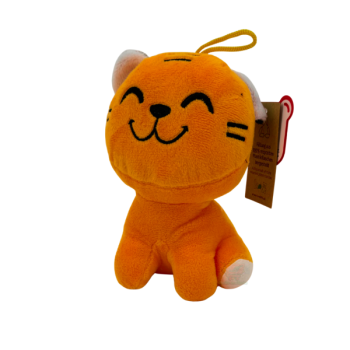 Grinsetier Tiger Plüsch ca. 15 cm orange mit Aufhänger – Emma Trade Großhandel